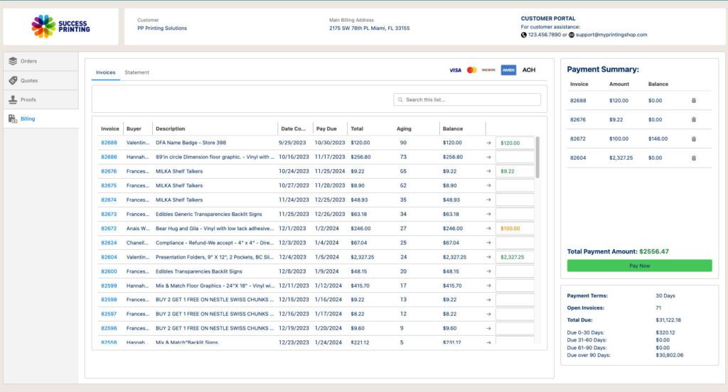 Customer Portal Billing Tab 1